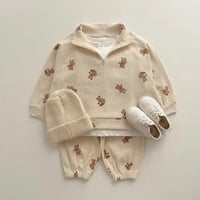 Image 1 of Zip Waffle Teddy Set Jumper and Trousers