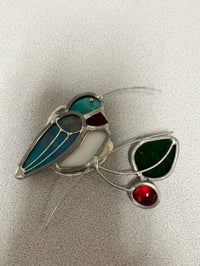 Image 1 of Humming Bird Stained glass sun catcher