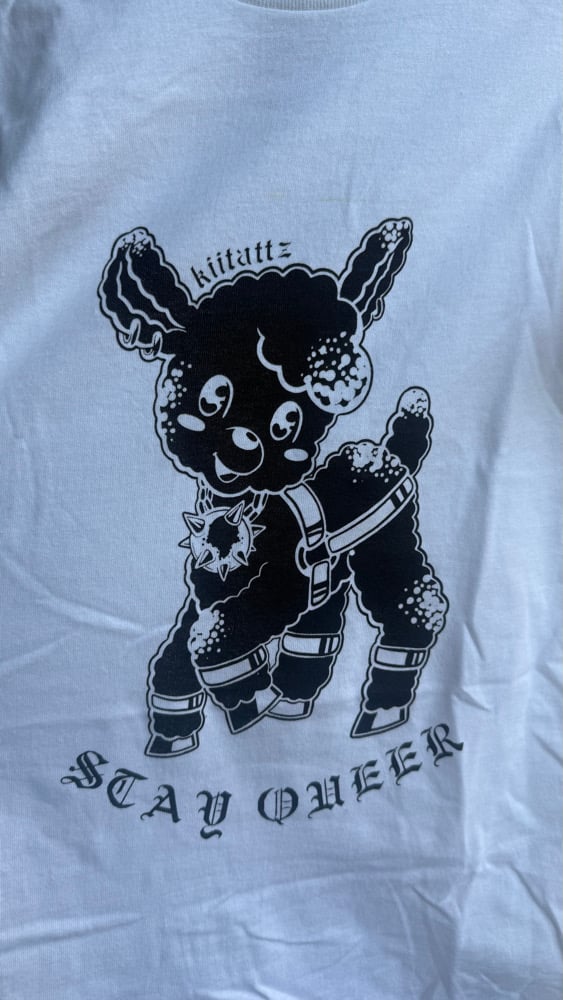 Image of Black & White Stay Queer Sheep T-Shirt