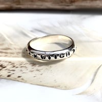 Image 4 of Chunky Rounded Silver Witch Ring With Stars And Moons. Sterling.