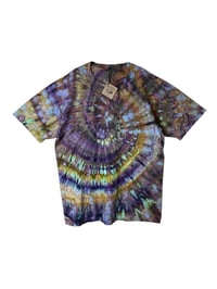 Image 2 of XXL Adult Combed Cotton Tee in Earthy Cool Spiral Ice Dye
