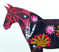 Image 3 of Jolene , a black and terracotta monoprinted horse with collage