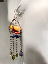 Image 3 of Regal Elegance Drops  | Jade agate peridot quartz fusion crystal dangling earrings 