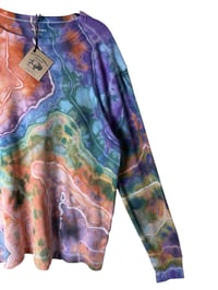 Image 6 of L Unisex Adult Waffle Long Sleeve Shirt in Earthy Rainbow Geode Ice Dye