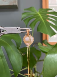 Image 4 of Gold Peachy Flower Agate Heart Crystal Necklace