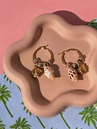 Image 2 of SHELL HOOP GEM EARRINGS