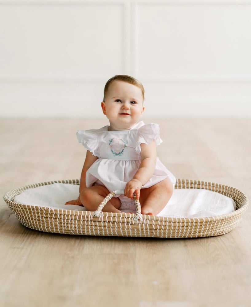 Custom Legacy Birthday Pinafore Dress or Bubble | Elizabeth Layne Heirloom Custom Legacy Birthday Pinafore Dress or Bubble | Elizabeth Layne Heirloom