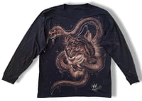 Image 1 of “EAT THE OLIGARCHY” BLEACH PAINTED LONG SLEEVE T-SHIRT LARGE