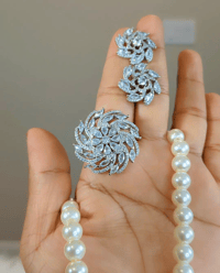 Image 3 of Poonam_American Diamond Pearl Set with Adjustable Ring