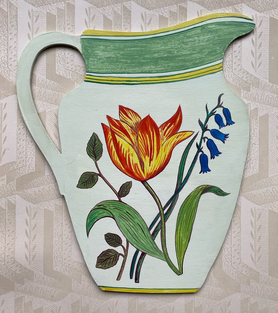 Image of Floral wooden jug cutout A