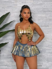 Image 1 of Metallic Coated It Girl Denim Skirt 