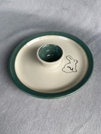 Image 2 of  Rabbit Decorated Egg Plate GREEN 