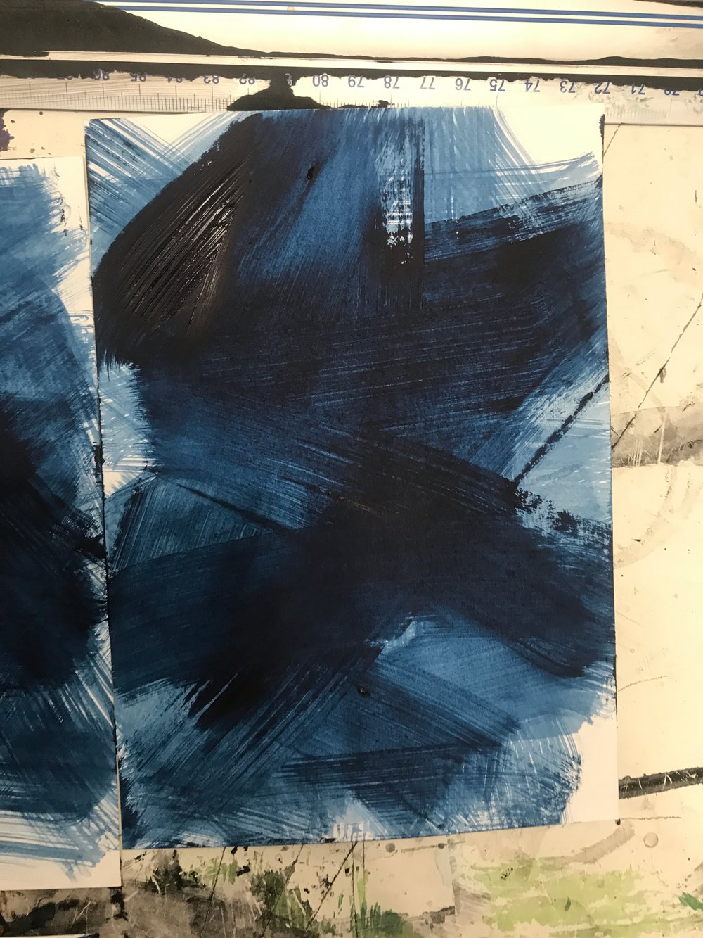 Image of PRUSSIAN BLUE LINE STUDY NO4 - 15X21 CM ON PAPER