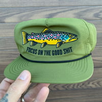 Image 2 of Focus On The Good Shit Moss Green Unstructured Five Panel hat