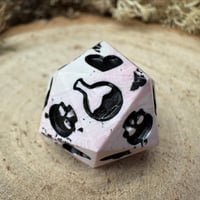 Image 1 of Pink and Black Death Save D20 Dice for Dungeons and Dragons