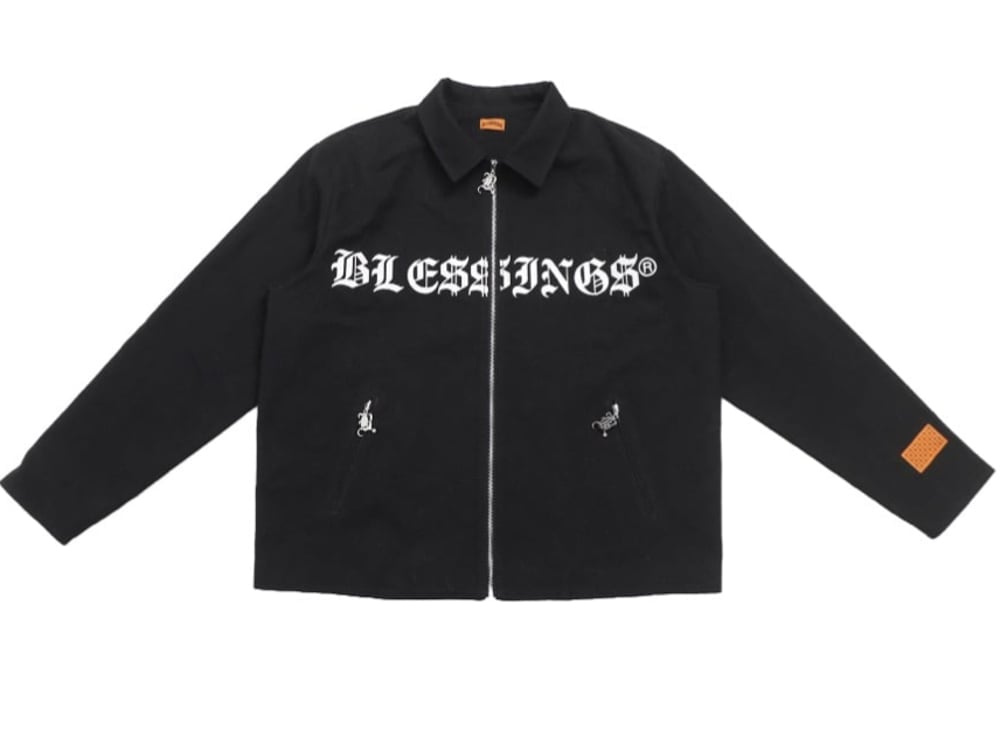 Image of BLE$$ING$®️ HVYWEIGHT BLK DESIGNER CANVAS JACKET 