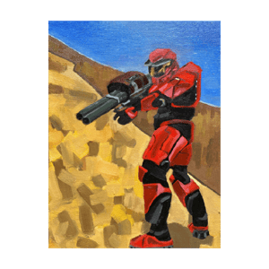 Red Spartan With Rockets. 