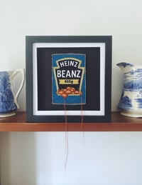 Image 1 of Free hand stitched Baked Beans artwork