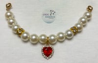 Red Heart Gold Pearl Jewelry Accessory 