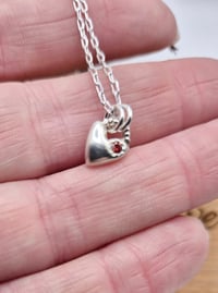 Image 4 of Tiny Bubble Gemstone Heart Necklace 