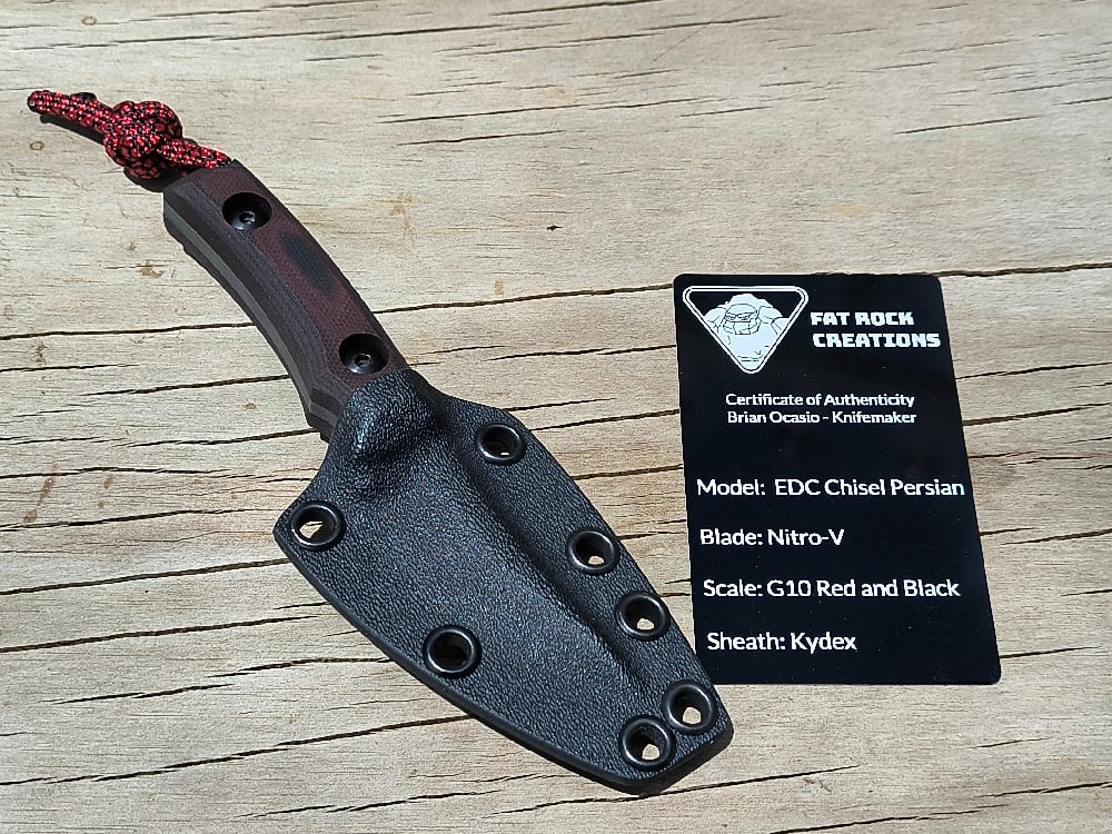 Image of Custom Fixed Blade EDC Tactical Trailing Point Chisel Nitro-V Knife
