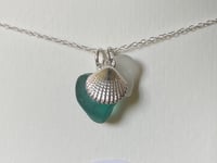 Image 2 of Pretty Blue Triple Sea Glass Necklaces