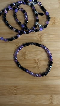 Image 8 of Midnight Amethyst Skull Tumbler Bracelet Stack