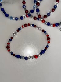 Image 8 of Fourth of July Memorial Day Patrotic Red White and Blue Tumbler Bracelet Stack