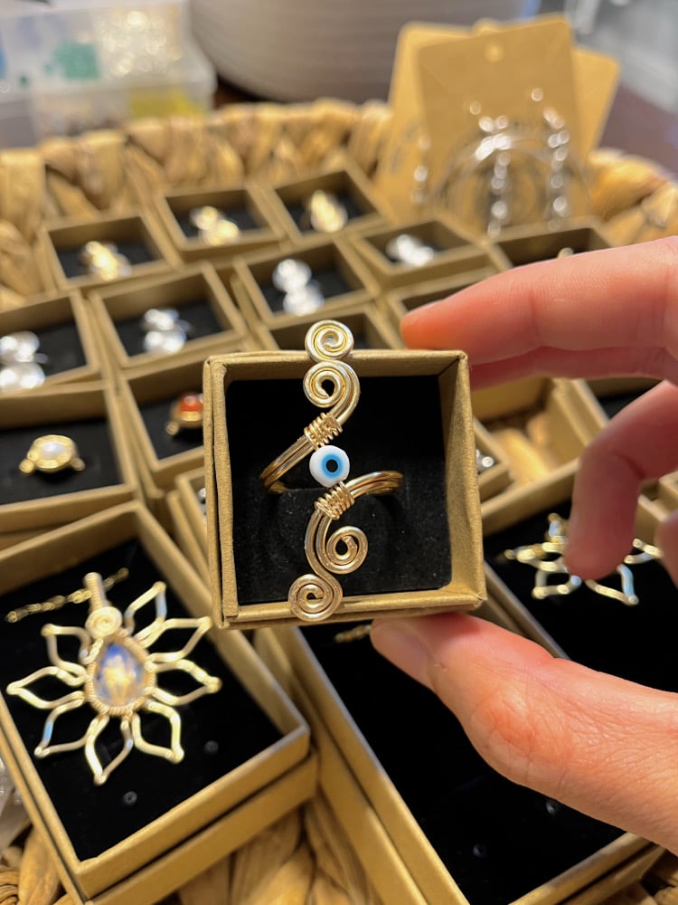 Image of White/Blue Evil Eye Swirl Ring