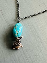 Image 8 of Sleeping Beauty turquoise pendant with gemstone fringe