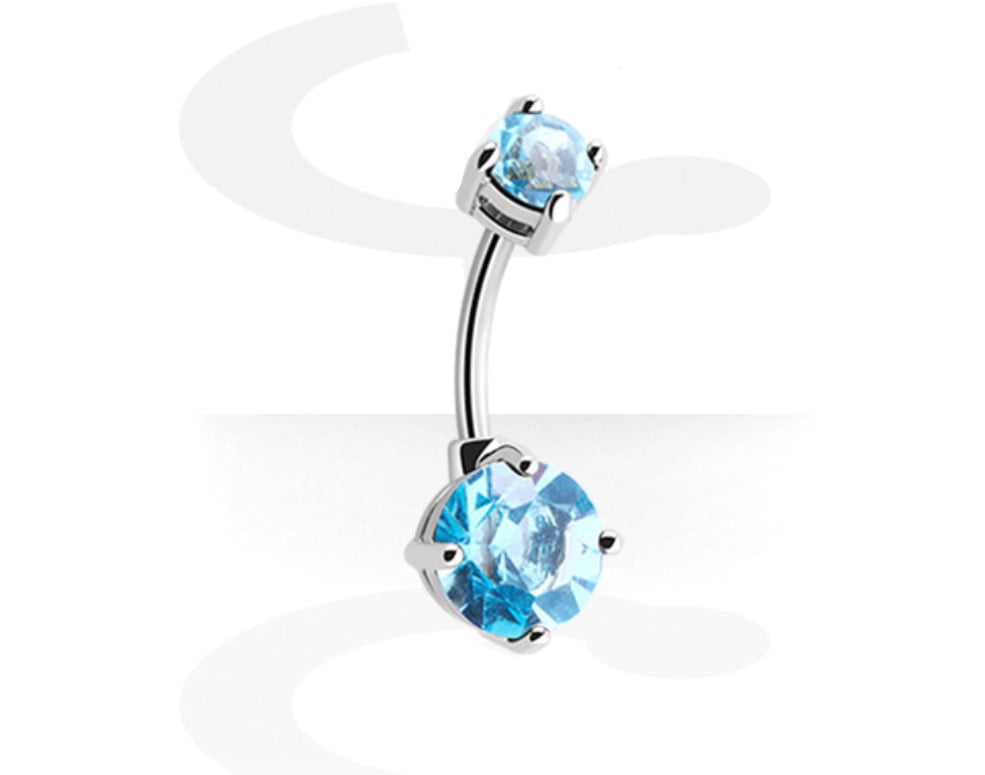 FASHION JEWELED BANANA - NAVEL PIERCING AQAMARINE ZIRCON