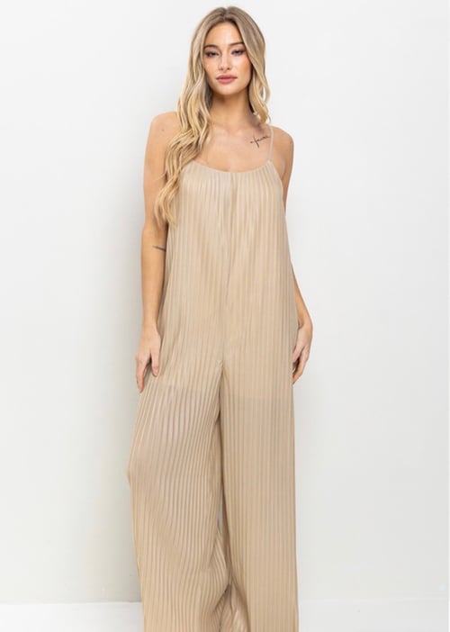 Image of Pleated Sleeveless Jumpsuit