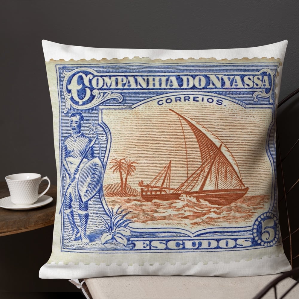 Stamp - Companhia Do - 5 Escudos - Premium Cushion / Pillow