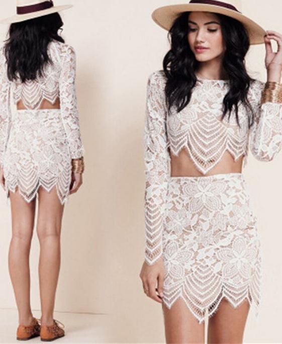 Image of LACE TWO PIECE DRESS