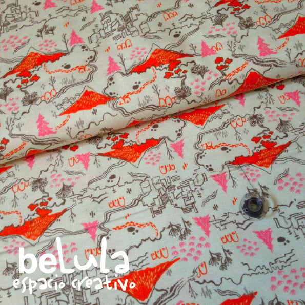 Image of Tela algodón patchwork: Paisaje naranja Cotton and Steel