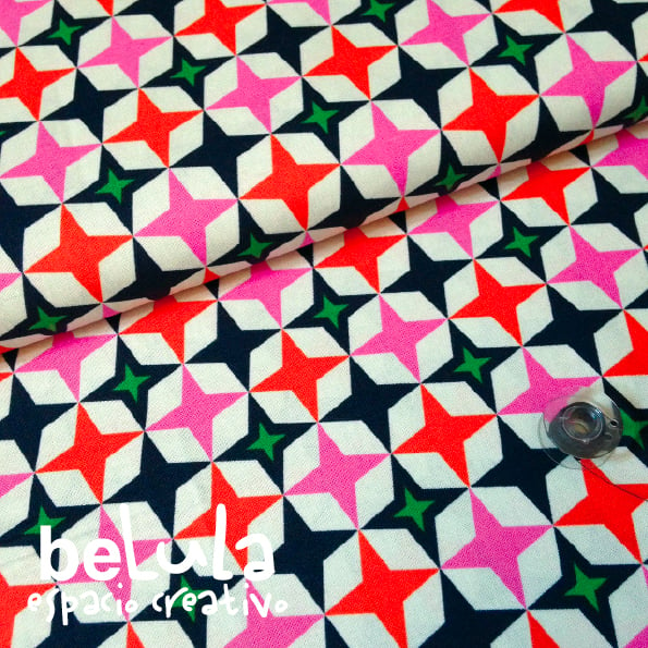 Image of Tela algodón patchwork: Estrellas rosas Cotton and Steel