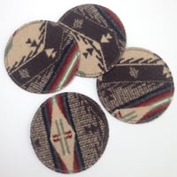 Image 1 of Wool & Leather Coasters - Brown