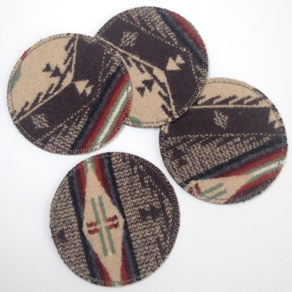 Image of Wool & Leather Coasters - Brown