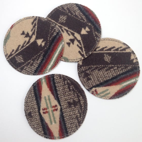 Image of Wool & Leather Coasters - Brown