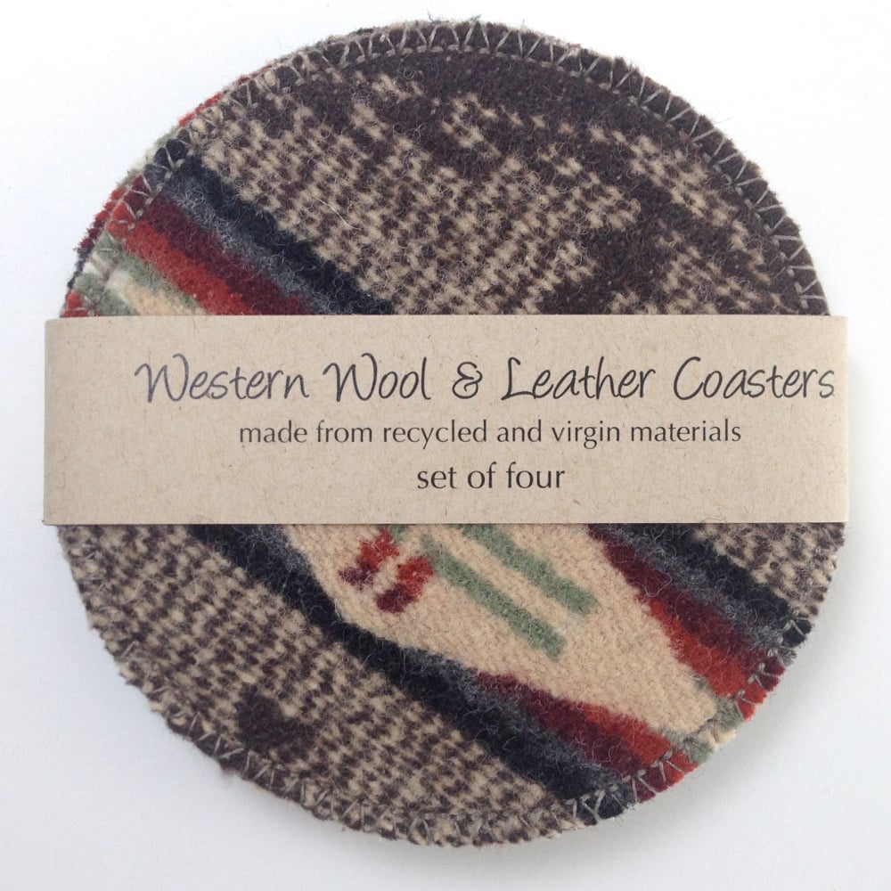 Image of Wool & Leather Coasters - Brown