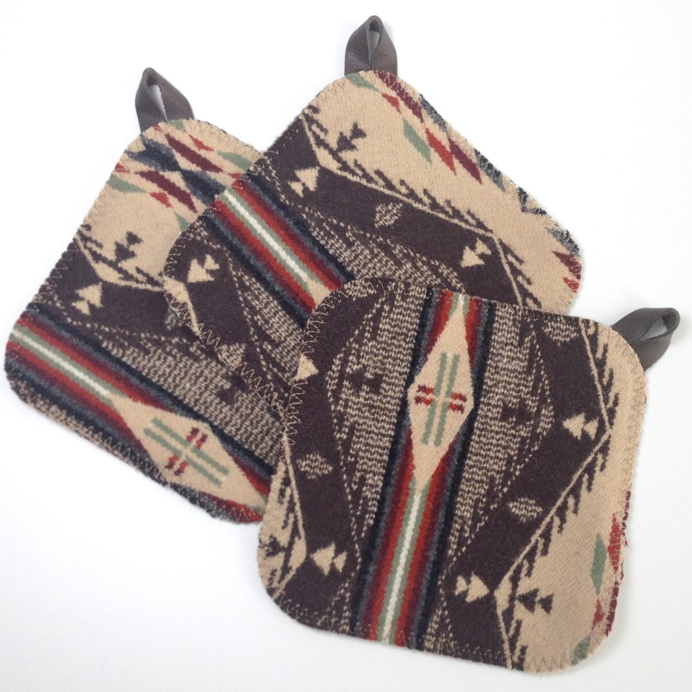 Image of Western Wool Potholder - Brown
