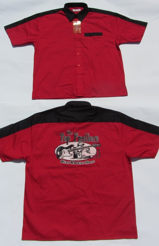 Image of Bowling Shirt, BACK PRINT, Red with Black Trim