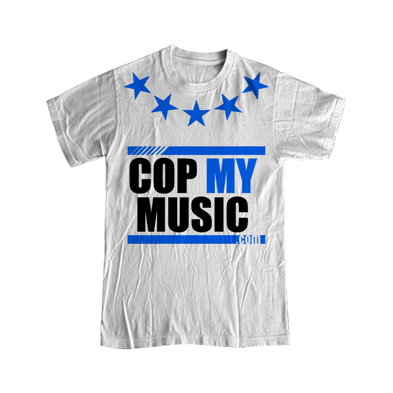 Image of The Official Stars with Bars CMM Tee (Blue stars in white)