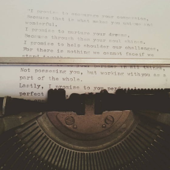 Image of Letter Typewritter Wedding Vows Original Personalised Printed Typewriter Vintage Customised