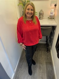 Image 2 of METALLIC GLITTER BATWING BLOUSE