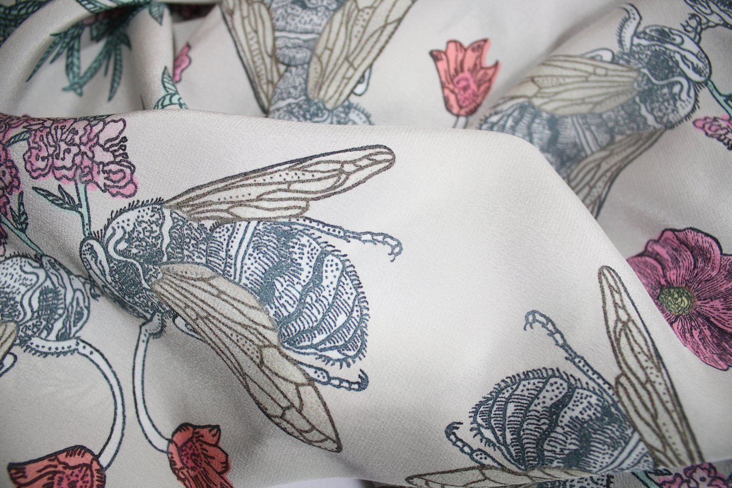 Image of Love Bees Silk Scarf (Grey)