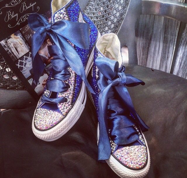 Royal Blue Blue And Silver Glitter Converse Authentic Converse