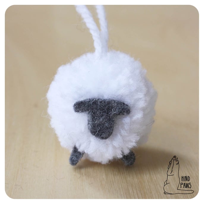 Image of Shae | White / Black and Grey Sheep Pompom