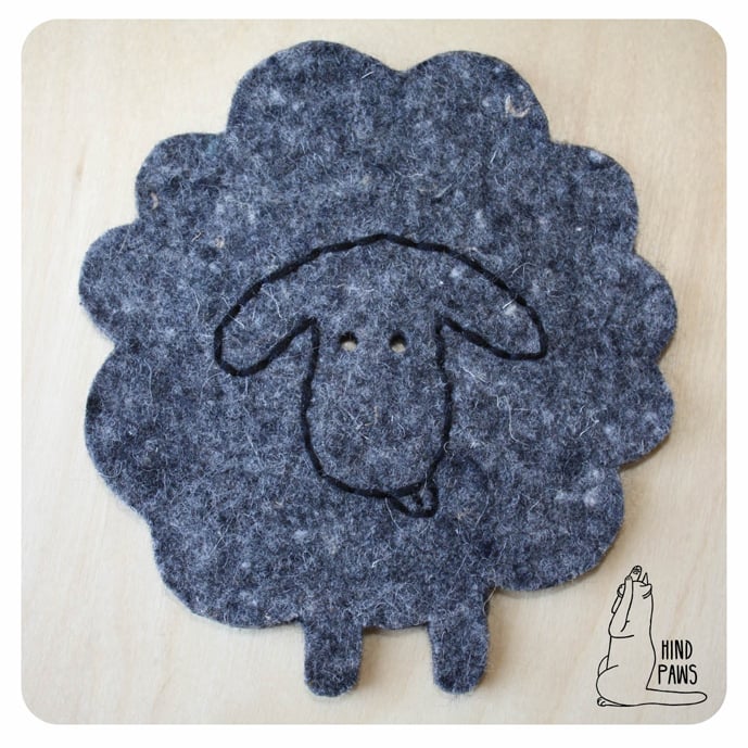 Image of Simon | Grey-Blue Felt Sheep Coaster