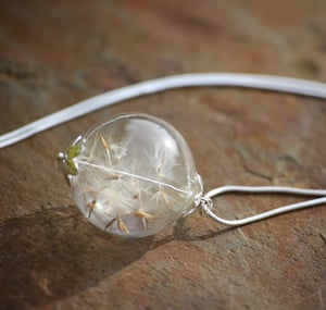 Sterling Silver Dandelion Seed 'Wish' Glass Necklace Charm - Laura Pettifar Designs